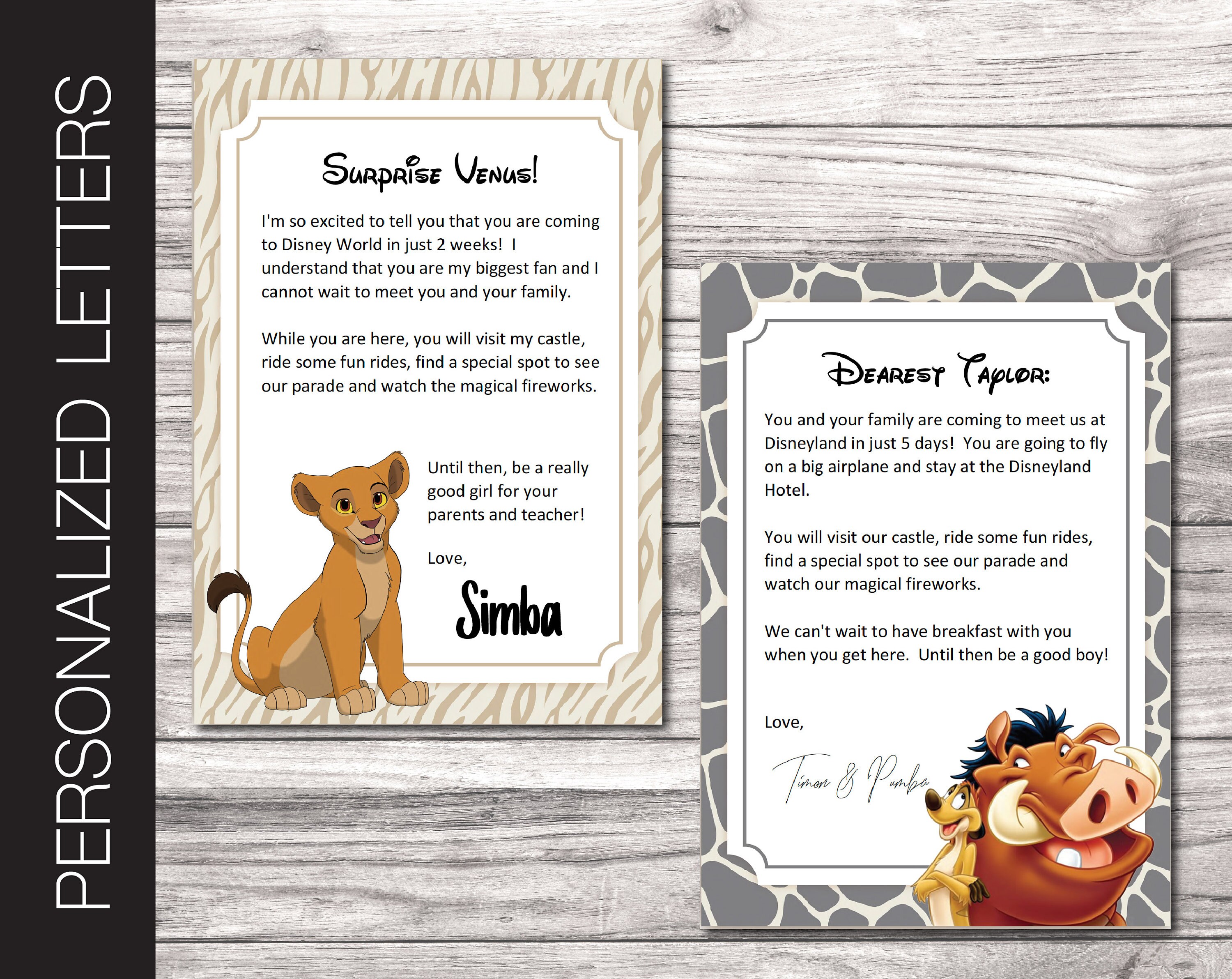 Printable LION KING Personalized Letters Surprise Trip Reveal. Simba. 5 ...