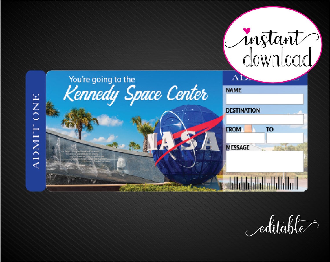 Printable KENNEDY SPACE CENTER Surprise Trip Tickets. Vacation Etsy