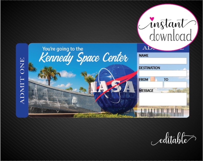 Printable KENNEDY SPACE CENTER Surprise Trip Tickets. Vacation | Etsy