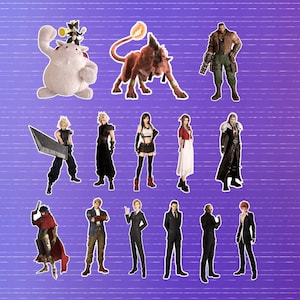 Final Fantasy VII (7) Remake Stickers - Cloud, Tifa, Aerith, Yuffie, Barret, Sephiroth, and Red XIII