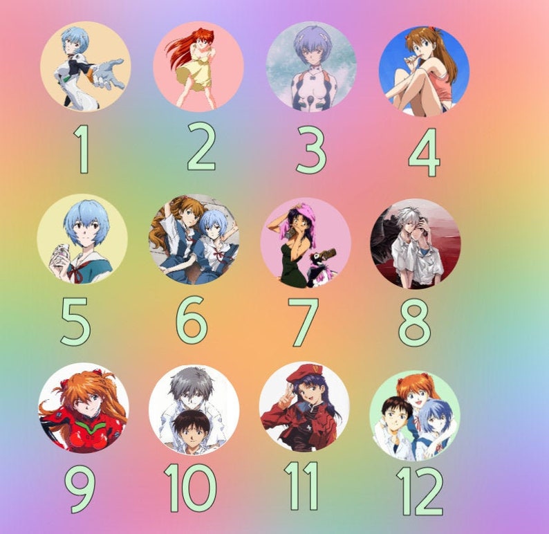 Misato Katsuragi Neon Genesis Evangelion PinsButtons Rei Ayanami Asuka Langley Soryu Shinji Ikari