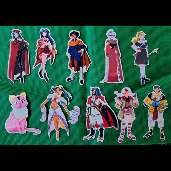 Lunar Eternal Blue stickers. Hiro, Lucia, Lemina, Leo, Jean, Ronfar, Mauri