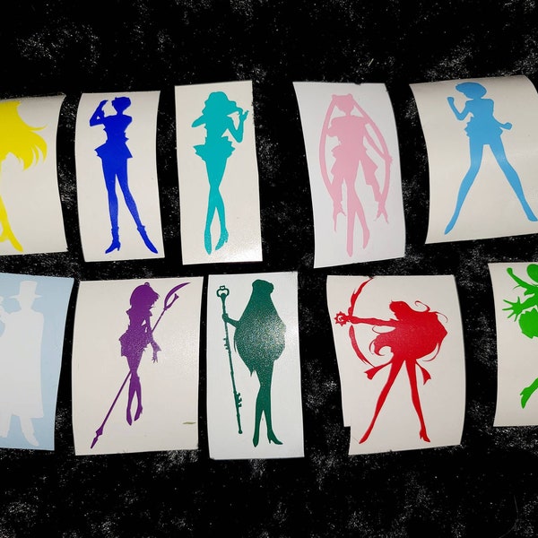 Sailor Moon, Sailor Mercury, Sailor Mars, Sailor Jupiter, Sailor Venus, Sailor Chibi Moon, Sailor Uranus, Sailor Neptune, Car Decal/Vinyl