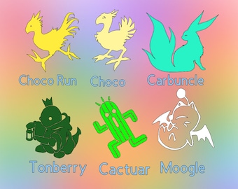 Final Fantasy Tonberry, Cactuar, Moogle, Chocobo, and Carbuncle car decals