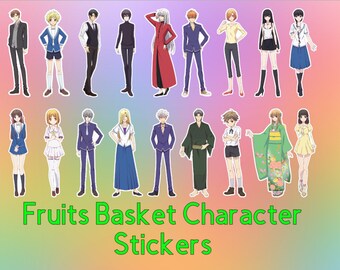 Fruits Basket Stickers. Kyo,  Tohru, Yuki, Ritsu,Shigure, Hatori, Hatsu, Hiro, Kisa, Arisa, Saki, Kyoko, Kagura, Momiji,Kureno, Ayame, Isuzu