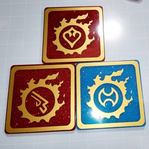 Final Fantasy XIV ALL job coasters/magnets. White Mage, Black Mage, Summoner, Paladin, Warrior, Sage, Dark Knight, Ninja, Scholar, Bard