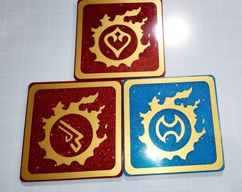 Final Fantasy XIV ALL job coasters/magnets. White Mage, Black Mage, Summoner, Paladin, Warrior, Sage, Dark Knight, Ninja, Scholar, Bard