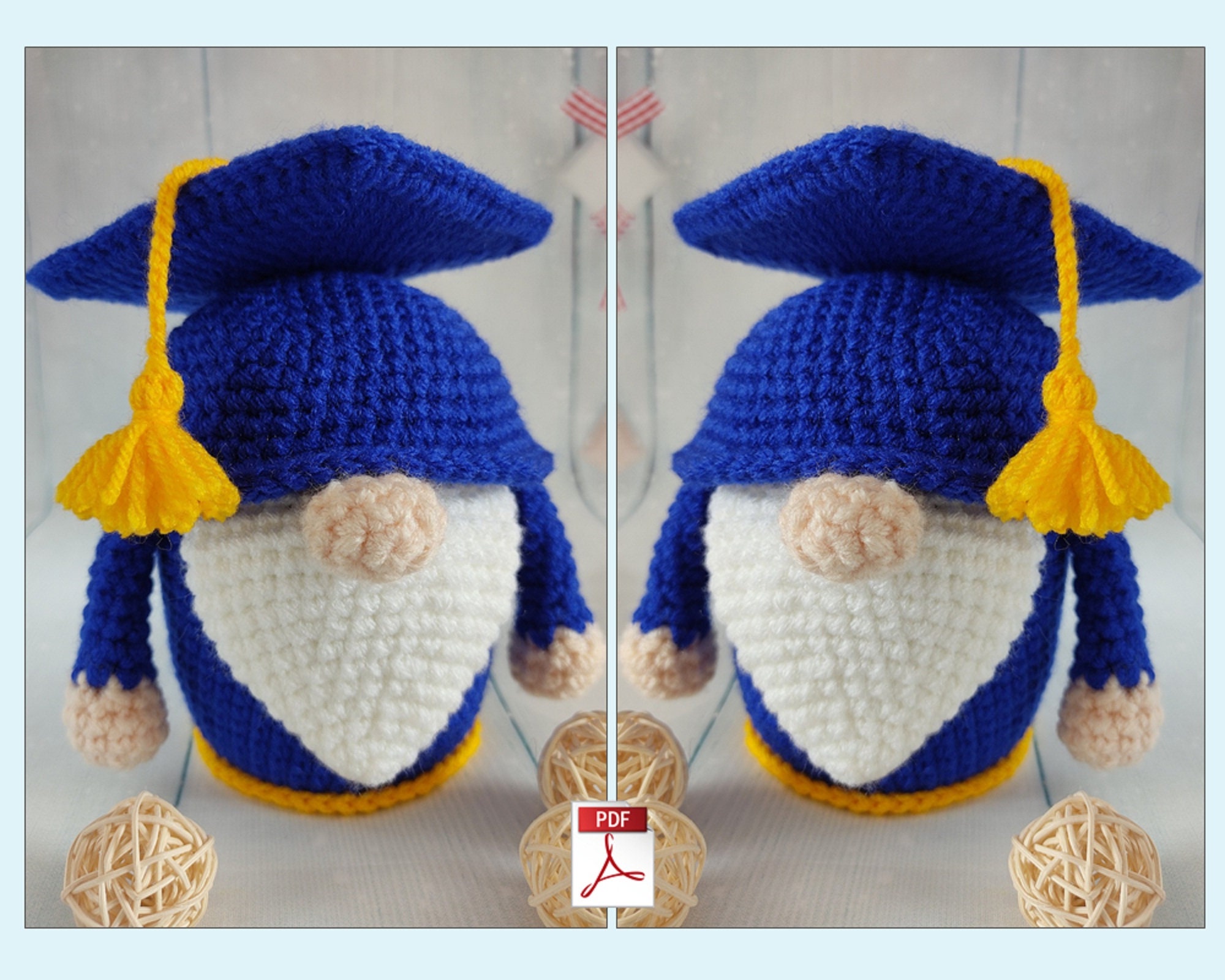 Graduation gnome amigurumi patterns crochet gnome in Etsy