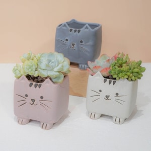 Ceramic Planters With Drainage Hole/Succulent Cactus Plant Pot/Small Fern Flower Pot Gift Garden Desk Decoration/Cute Animal