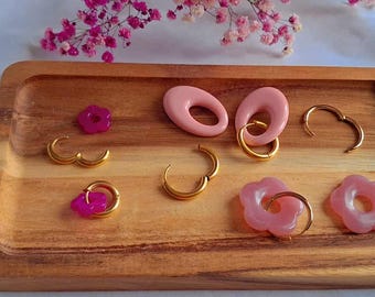 Boucles D'oreilles Femme Octobre Rose, Boucle D'oreille Clip