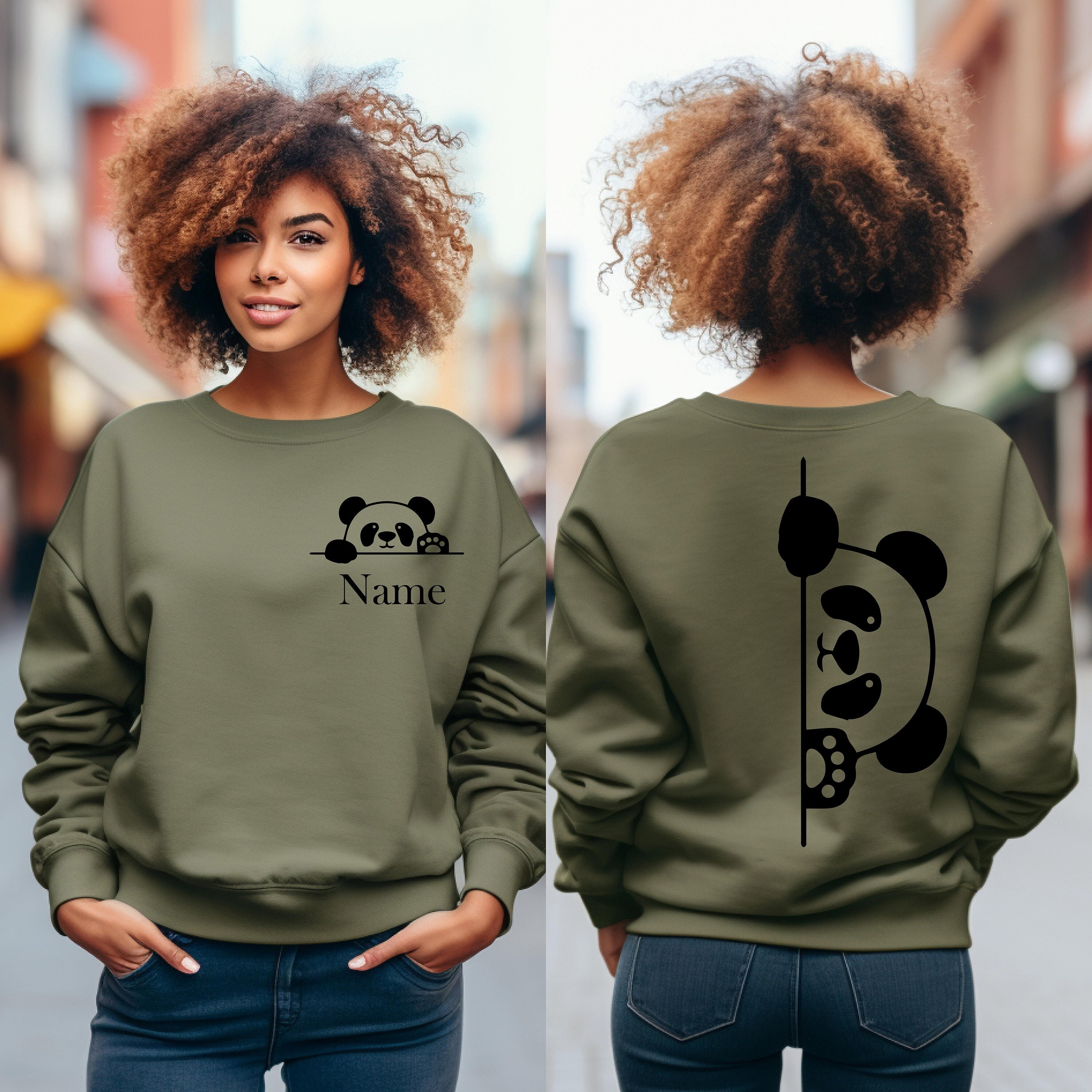 panda patch crew neck sweatshirt