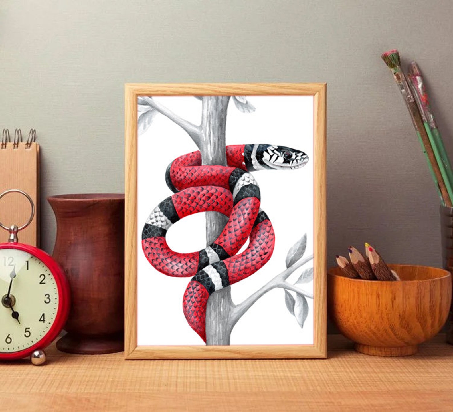 Snake wall print Reptile decor Snake wall art Reptile Etsy