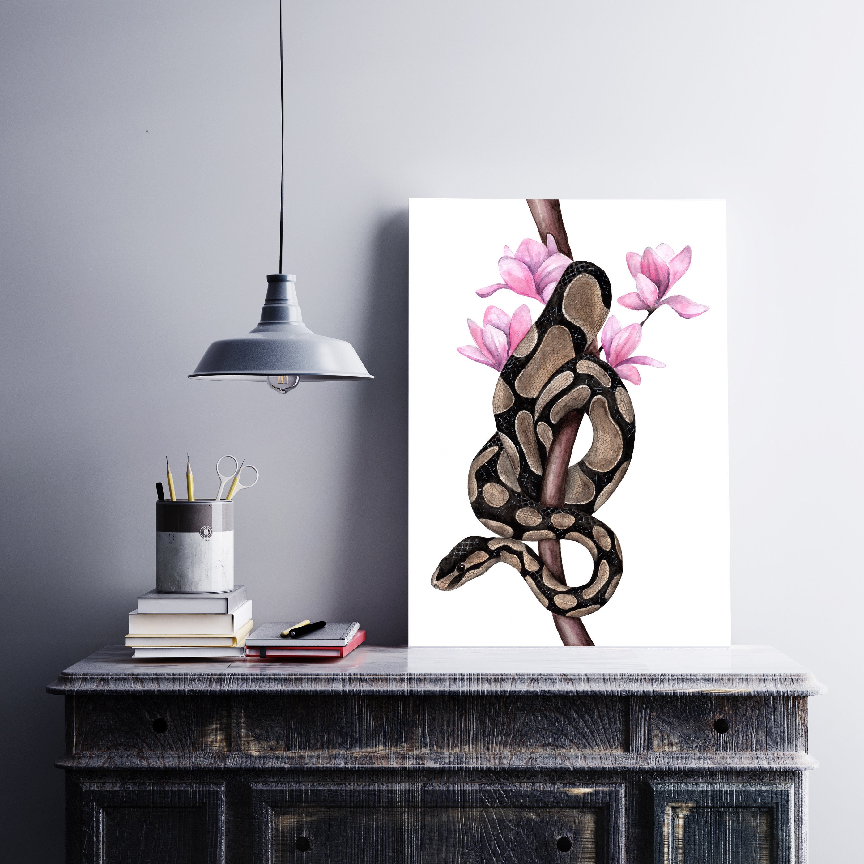 Python print Snake wall art Ball python Reptile painting Snake | Etsy