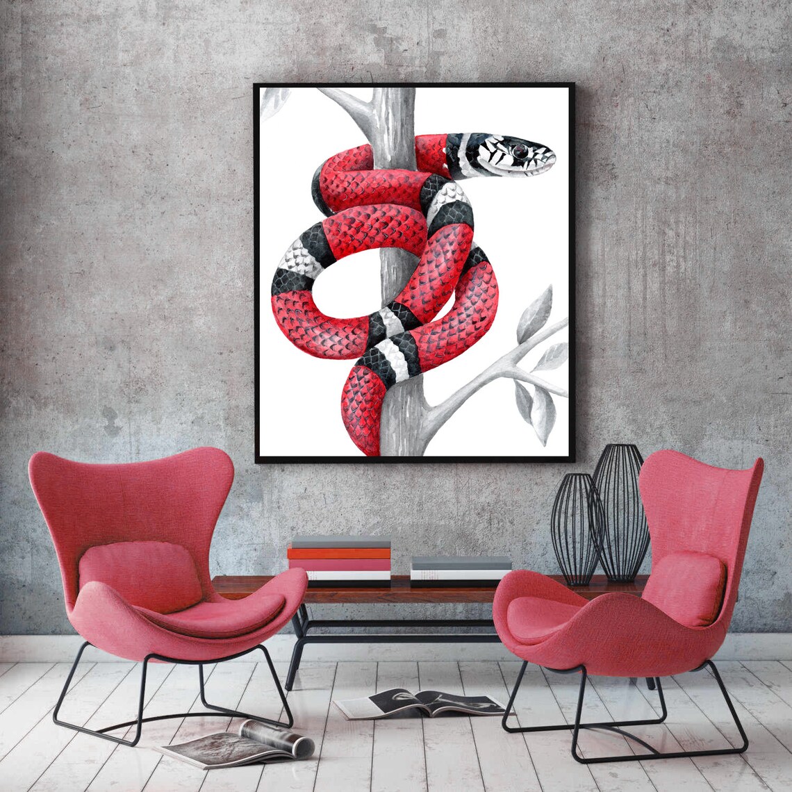 Snake wall print Reptile decor Snake wall art Reptile Etsy