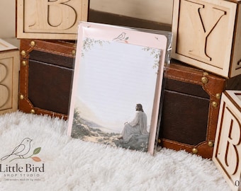 Jesus Christ Memo Pad, Christian Lined Notepad, Savior Scripture Study Stationery, 10 Designs