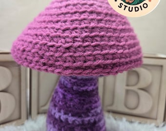 Handmade Crochet Mushroom Plush • Pink & Purple Amigurumi • Cottagecore Room Accent • Soft Plushie Gift • Whimsical Nursery Shelf Decor