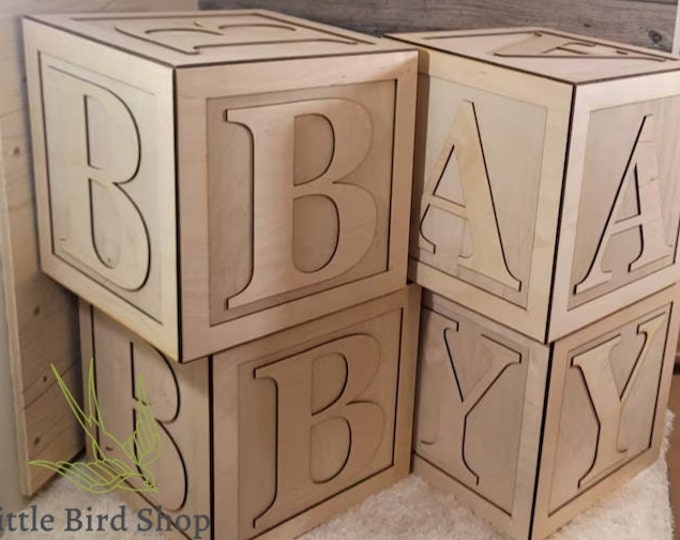 Featured listing image: Individual Wooden box enclosed cube unfinished unpainted with letters of your choice
