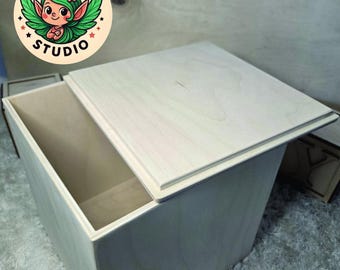 Wo Storage Box with Removable Lid — Minimal Wooden Keepsake Crate, Natural Finish