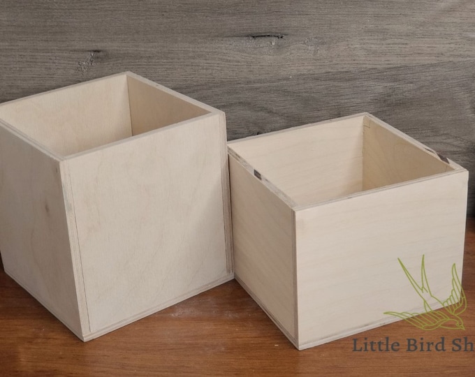 Featured listing image: Unfinished White Birch Wood Box: 5x5x5 Wedding, Centerpiece, custom boxes, birthday, decor