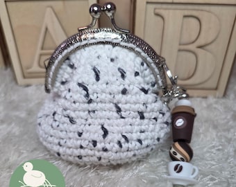 Handmade Crochet Coin Purse with Keychain Charm • Cute Mini Change Purse • Small Zipper‑Free Pouch  • Bag Charm • Kawaii Accessory