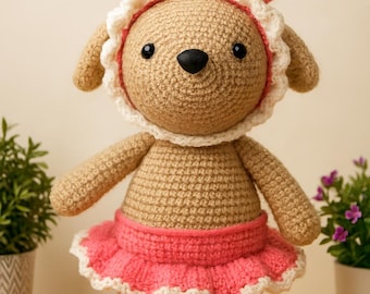 Crochet Bunny Plush: Handmade Amigurumi with Ruffled Skirt, gift, birdthday, keepsake