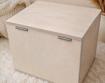 Unfinished Plywood Hinged Keepsake Box, DIY Craft Storage Memory Chest