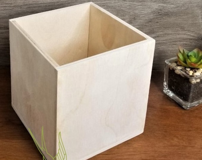 Featured listing image: Unfinished White Birch Wood Box: 5x5x5 Wedding, Centerpiece, custom boxes, birthday, decor