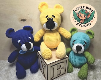Crocheted Teddy Bear Plushie - Handmade Amigurumi from Little Bird Studio gift, keepsake