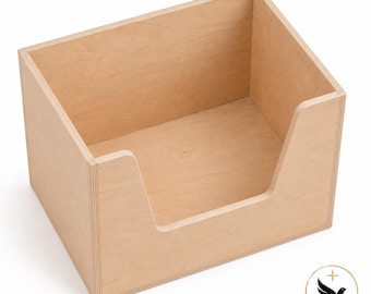 Handmade Baltic Birch Plywood Storage Bin, Open Front Organizer