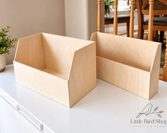 Wooden Landscape File Box for Folders, Birch Plywood Desktop Organizer