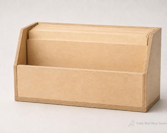 Wooden Landscape File Box for Folders, Birch Plywood Desktop Organizer