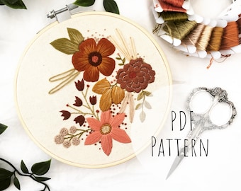 Autumn Falls || Embroidery Hoop Art PDF Pattern with Instructions || Digital Download