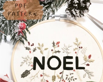 Christmas NOEL || Embroidery Hoop Art PDF Pattern with YouTube Tutorial || Digital Download || Beginner Friendly Embroidery Pattern