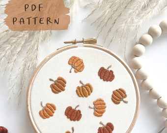Scattered Pumpkins Embroidery Pattern || Autumn/Fall Embroidery Hoop Art PDF Pattern with Instructions || Digital Download