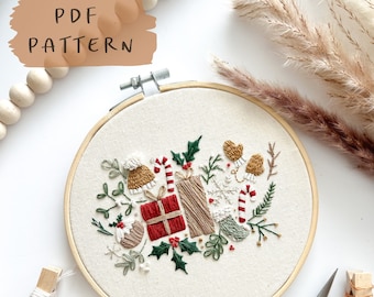 Caídas de Navidad // Patrón PDF de arte del aro de bordado con instrucciones // Descarga digital