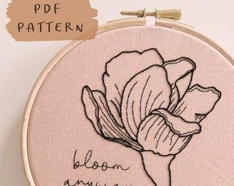 Bloom Anyway || Embroidery Hoop Art PDF Pattern with Instructions || Digital Download