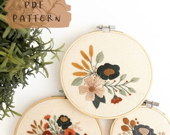 Blooming Beauty Collection || Embroidery Hoop Art PDF Pattern with Instructions || Digital Download