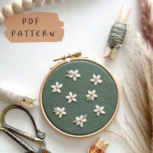A Field of Daisies || Floral Embroidery Hoop Art PDF Pattern with Instructions || Digital Download