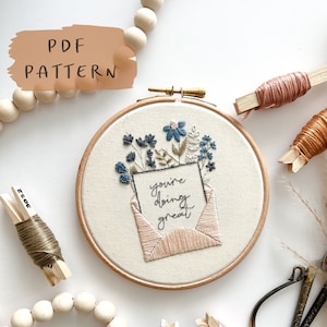 You're Doing Great || Embroidery Hoop Art PDF Pattern with Instructions || Digital Download