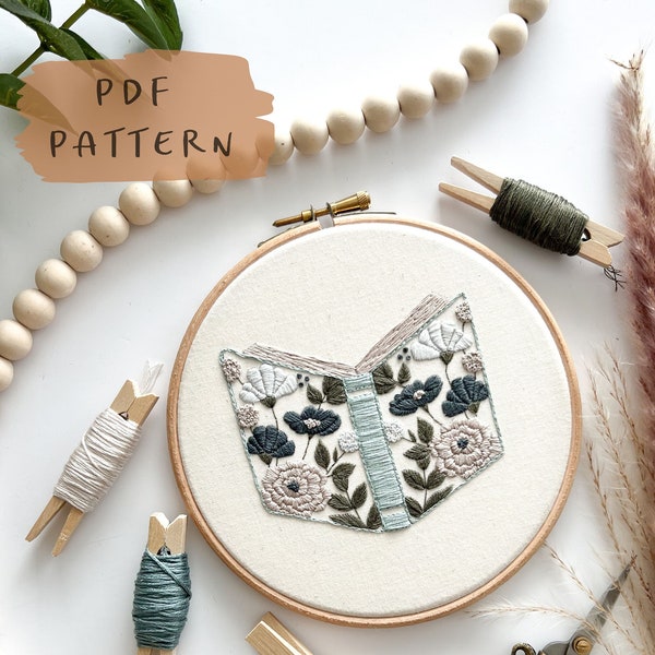 Book of Florals || Embroidery Hoop Art PDF Pattern with Instructions || Digital Download