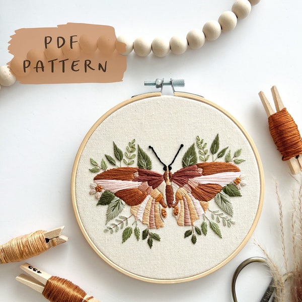 Butterfly || Embroidery Hoop Art PDF Pattern with Instructions || Digital Download