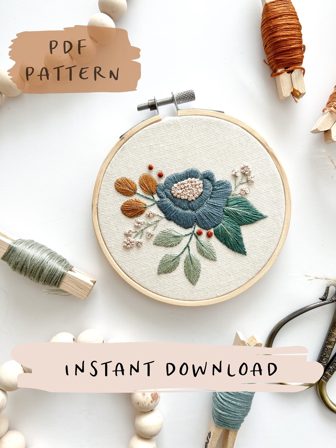 Blooming Beauty Collection Navy Bloom Embroidery Hoop Art - Etsy