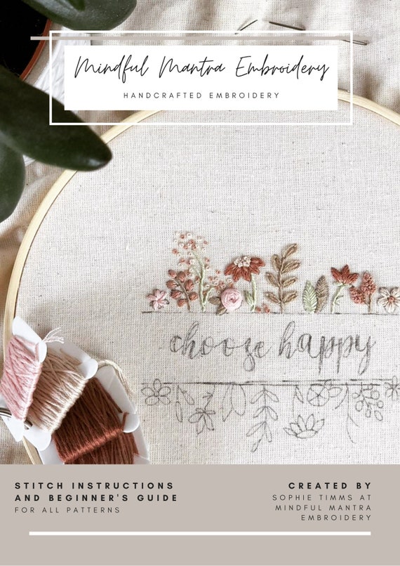 Embroidery Hoop Art PDF Pattern with Instructions Choose Happy Digital ...