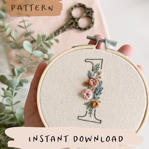 Floral Numbers 0-9 Embroidery Pattern with Phrases Floral Embroidery Hoop Art PDF Pattern with Instructions Digital Download image 2