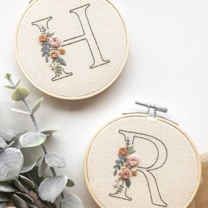 Floral Initial - 26 Letters || Embroidery Hoop Art PDF Pattern With ...