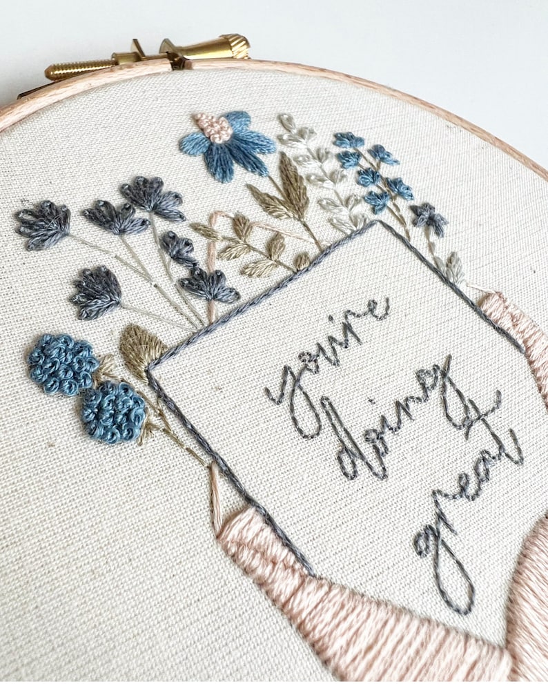 You're Doing Great Embroidery Hoop Art PDF Pattern with Instructions Digital Download image 3