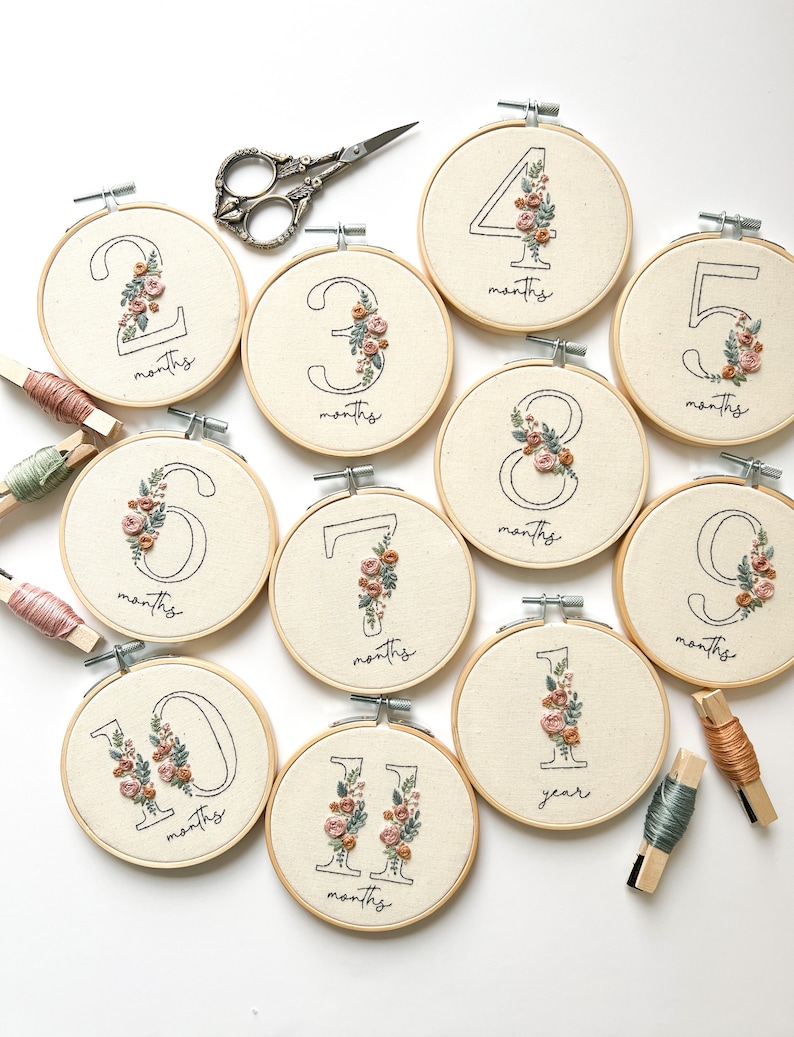 Floral Numbers 0-9 Embroidery Pattern with Phrases Floral Embroidery Hoop Art PDF Pattern with Instructions Digital Download image 4