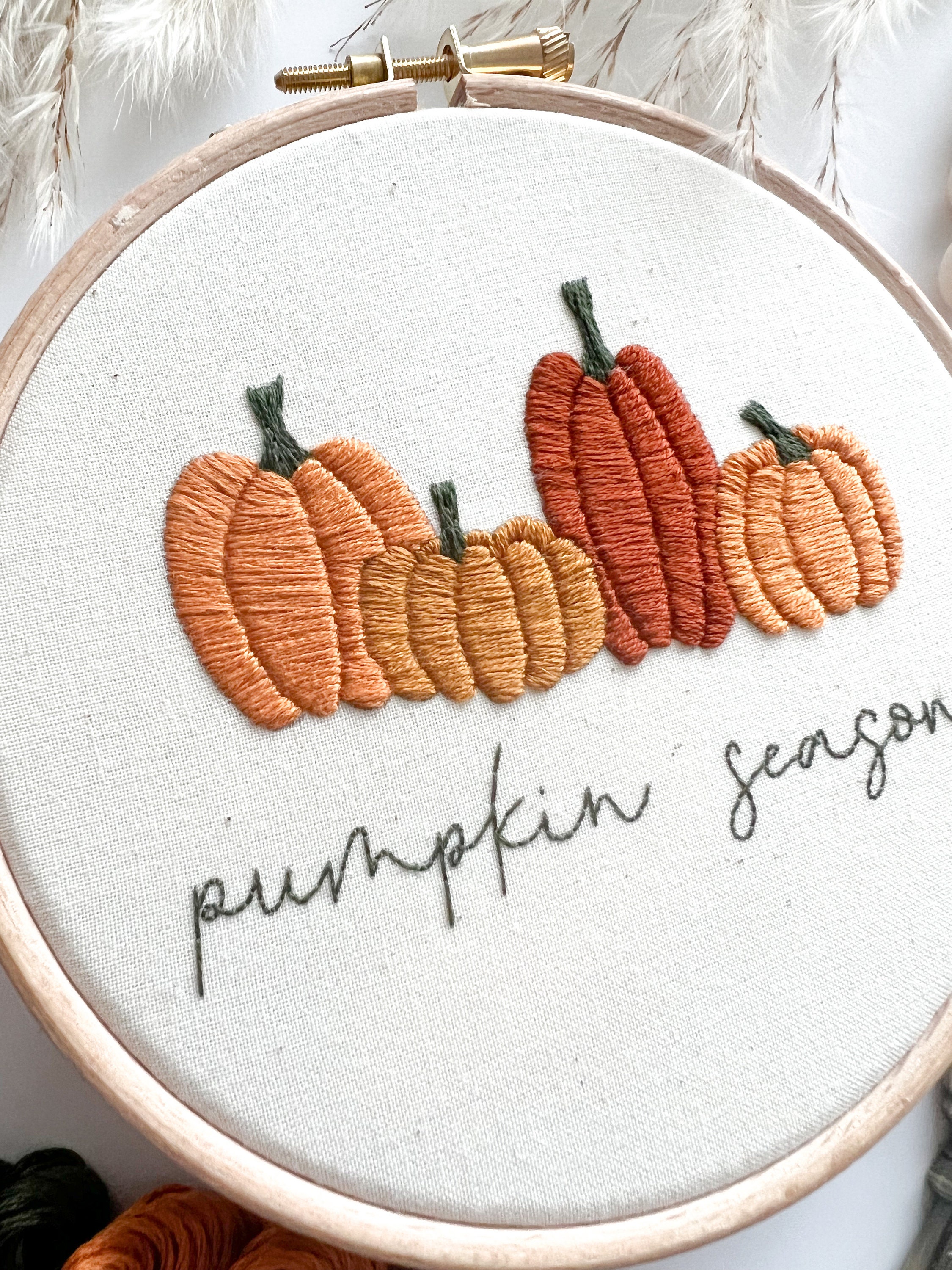 Pumpkin Season Embroidery Pattern || Autumn/fall Embroidery Hoop Art ...