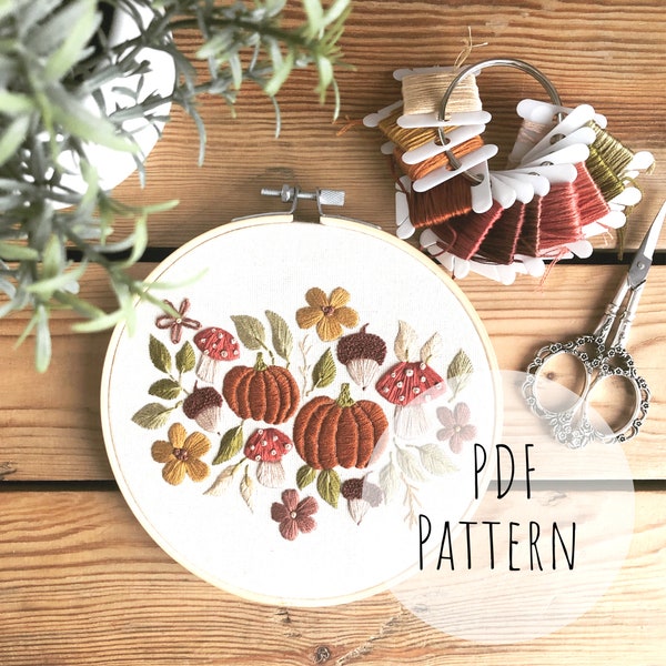 Pumpkin Falls || Embroidery Hoop Art PDF Pattern with Instructions || Digital Download