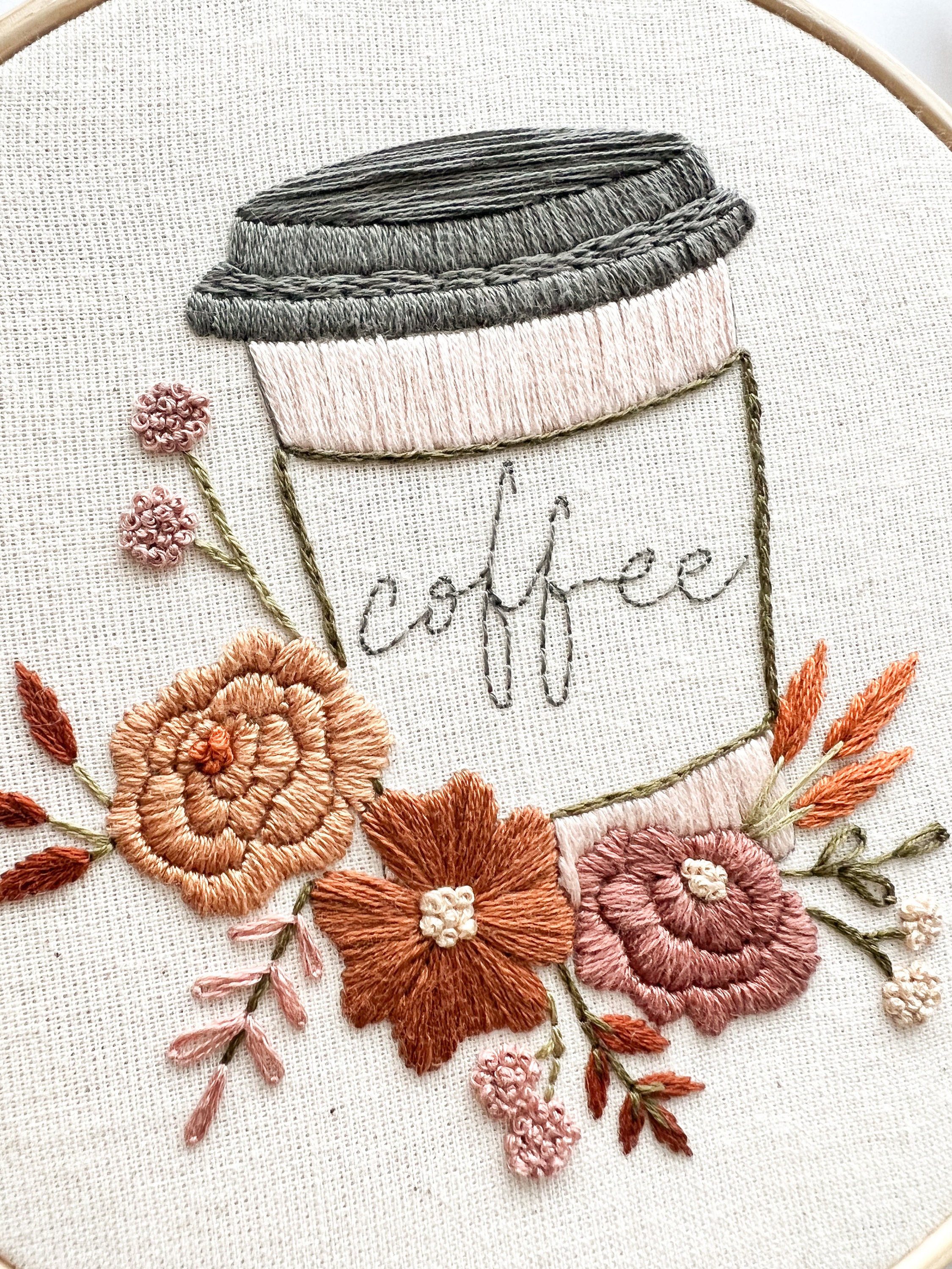 But First Coffee Embroidery Pattern with Instructions